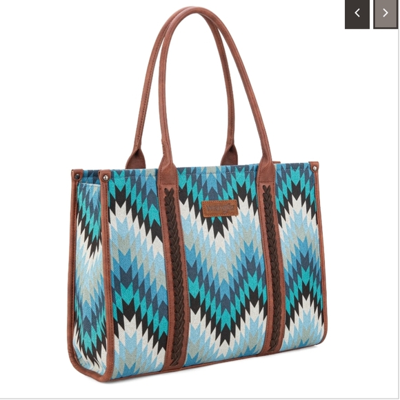 Wrangler Vibrant Blue and Tan Tote Bag - Picture 4 of 5
